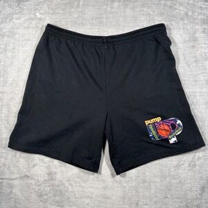 Reebok Shorts Mens Large Black Vintage 90s Pump Basketball fleece Sweat Track